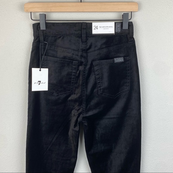 7 For All Mankind High Waist Velvet Ankle Skinny w/ Exposed Button Fly - Sz 24 - Picture 6 of 12